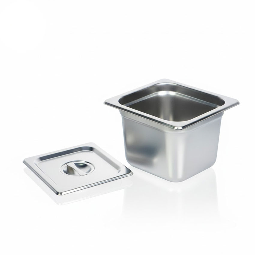 1/6 Size Stainless Steel Deep Steam Table Pan with Tight-Fitting Lid